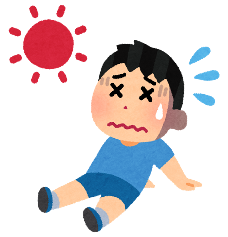 夏バテする男の子（屋外）